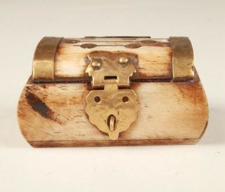 Precious Chinese Cattle Bone Copper Jewelry Box Old Handmade Handicraft Gift