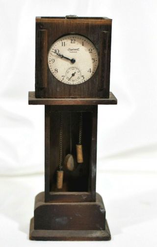 Antique Miniature Grandfather Clock Ingersoll Pocket Watch