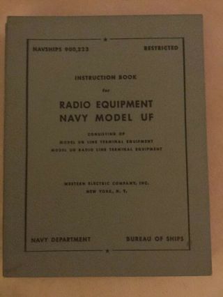 Instruction Book For Radio Equipment Navy Model Uf