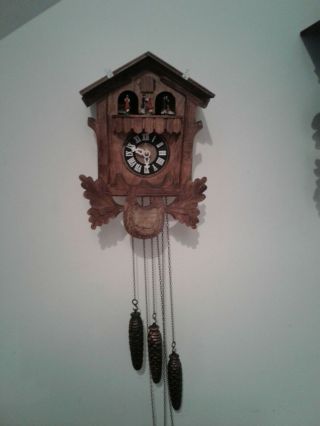 Antique Black Forest Musical Cuckoo Clock Three Weights