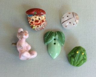 Realistic Glass Buttons,  Frog,  Moonglow Ladybug,  Popeye Face,  Fruit,  Lampwork