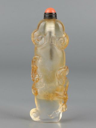 Chinese Exquisite Handmade Bat Crystal Snuff Bottle