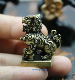 Chinese Archaize Pure Brass Small Lion Seal