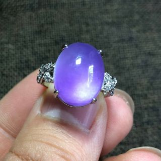 Chinese S925 Silver & Purple Jadeite Jade Bead Handwork Lady 