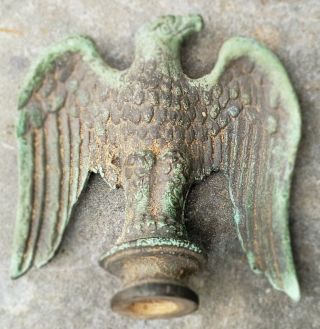 Vintage Solid Brass Spread Wing American Bald Eagle Finial Flag Pole Topper 3 "