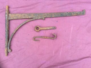 Antique Wrought Iron Inglenook Fireplace Sway Crane Swing Arm With Sway Hook