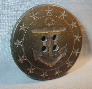 Vintage Ahr Co Anchor Civil War Era Navy Hard Rubber Button Early Button 1 3/8 "