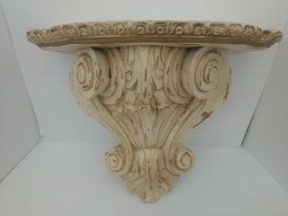 Ornate Distressed White Sconce Wall Shelf Victorian Corbel Shabby Chic Faux Wood