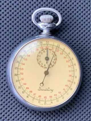 Vintage Breitling Stop Watch 1/10 Keeps Time Ships Fast,  Rare Htf