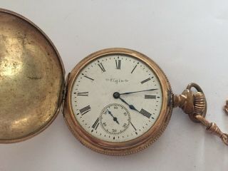 Antique Elgin 14k Gold Filled Pocket Watch And Watch Fob