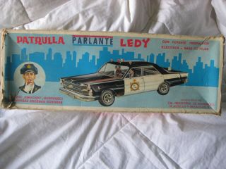Vintage Lili Ledy Patrulla Parlante Talking Police Car Mexico Ford Galaxy 500