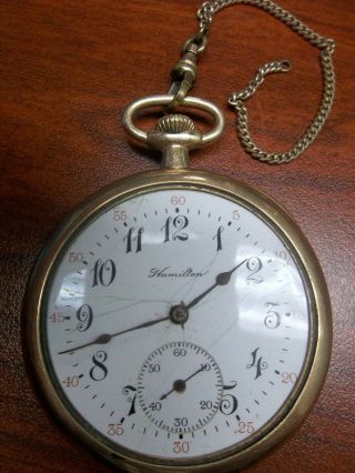 Hamilton 1920 Gold Filled 12s Pocket Watch 17 Jewel Not With Bonus Case
