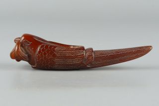 Chinese Exquisite Hand - Carved Bird Carving Ox Horn Statue