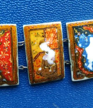 fine hand painted oriental bracelet,  may be Persian or chinese very unique 8