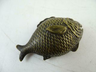 Antique German Figural Tape Measure Brass Fish Carp Germany Vintage 1800s Old