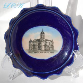 Colorful Rare Waterloo Iowa Antique Plate W/pic Old Court House