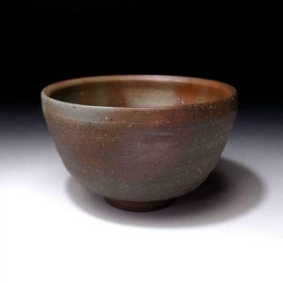 VL7: Vintage Japanese Pottery Tea bowl,  Bizen ware with Signed wooden box 4