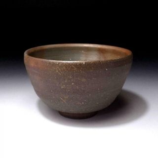 VL7: Vintage Japanese Pottery Tea bowl,  Bizen ware with Signed wooden box 5