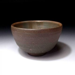 VL7: Vintage Japanese Pottery Tea bowl,  Bizen ware with Signed wooden box 6