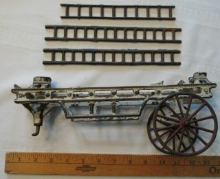 Antique Cast Iron Horse Drawn Fire Wagon & Ladders Parts