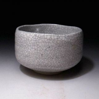 ZE6: Japanese Pottery Tea Bowl,  Seto Ware,  Natural glaze cracks,  WABI SABI 4