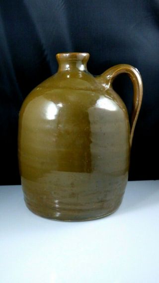 Vintage Stoneware Ceramic Pottery Jug Bottle Whiskey Crock Art Brown Glaze