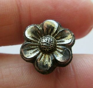 Gorgeous Unique Antique Vtg Victorian Black Glass Button Flower Shape 5/8 " (c)