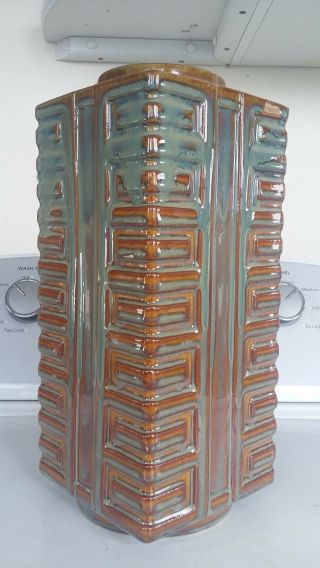 Vintage Drip Glaze Pottery Porcelain 12 " Vase - Jardiniere - Urn - Brush Pot Jar