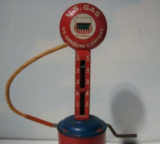Hullco - 1930 ' s Tin Litho Gas Pump 7 1/4 