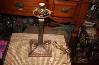 Antique Art Deco Table Lamp - Marked 347 - Flower Design Base - Arts & Crafts