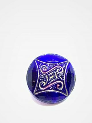 Beautifully Incised Purple Glass Diminutive Button Scroll Work 10.  16mm Victorian 5