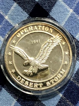 Operation Desert Storm 1991 Silver Coin 1.  5 Inches