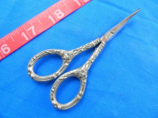 Antique Fancy Sterling Handle Sewing Scissors,  Whs Co.  Germany,  Us