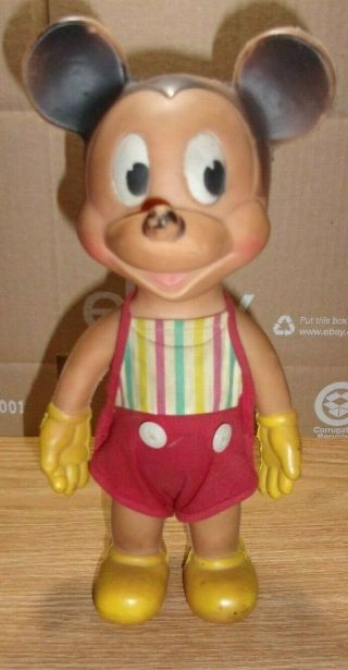 Vintage Mickey Mouse Sun Rubber Company Soft Rubber,  Outfit Rare
