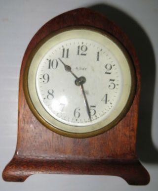 Edwardian Haven Clock Co.  8 Day Clock Cathedral Gothic Small Size