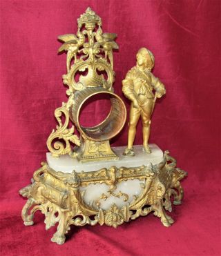 French Gilt Mantle Clock Case With Figure