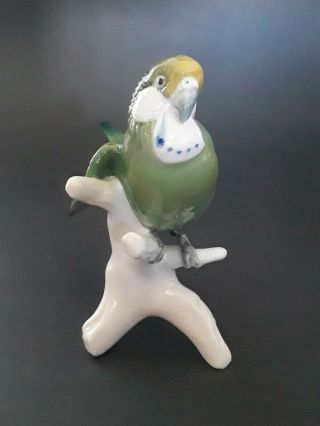 Karl Ens Porcelain Figurine,  Green Budgie/Parakeet 2