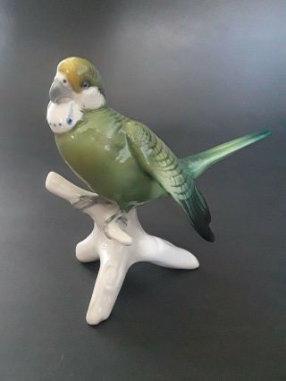 Karl Ens Porcelain Figurine,  Green Budgie/Parakeet 6