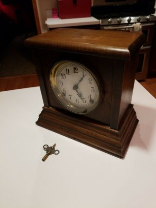 Vintage Sessions 8 Day Half Hour Strike Cathedral Gong Wood Mantle Clock As - Is