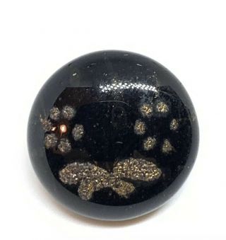 Victorian Chemical Paint Black Glass 16.  87mm Button