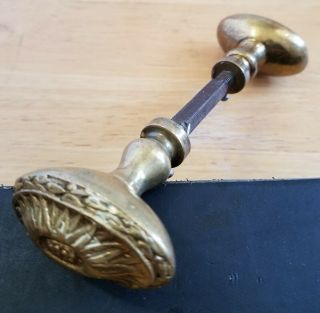 Interesting Antique Victorian Solid Brass Door Knob Set