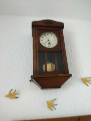 Vintage Art Deco Oak and Pendulum Wall Clock (Recently) 2