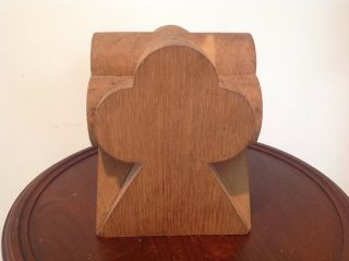 Antique Victorian Carved Solid Oak Wood Newel Post Cap Gothic Trefoil Clover 7 " T