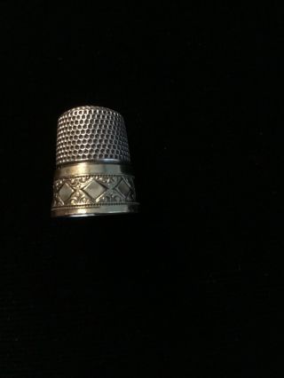 Antique Sterling Silver And Gold Banded Thimble Simons Brothers & Co.  Size 8