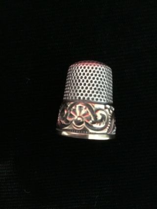 Antique Sterling Silver And 14k Gold Thimble Mkd Ketcham And Mcdougall Size 8