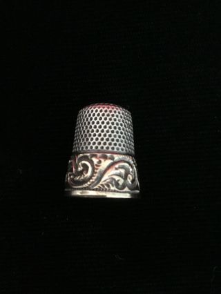 Antique Sterling Silver And 14K Gold Thimble MKD Ketcham And McDougall Size 8 2