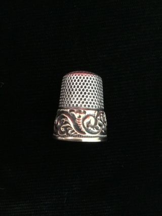 Antique Sterling Silver And 14K Gold Thimble MKD Ketcham And McDougall Size 8 3