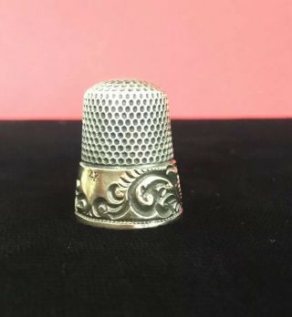 Antique Sterling Silver And 14K Gold Thimble MKD Ketcham And McDougall Size 8 7