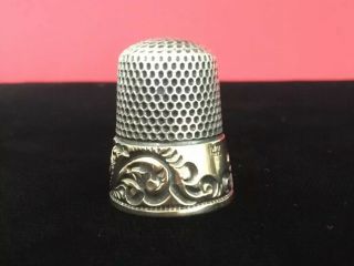 Antique Sterling Silver And 14K Gold Thimble MKD Ketcham And McDougall Size 8 8