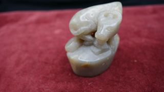 Vintage Hand Carved Chinese Buffalo Hard Stone Figurine Or Seal